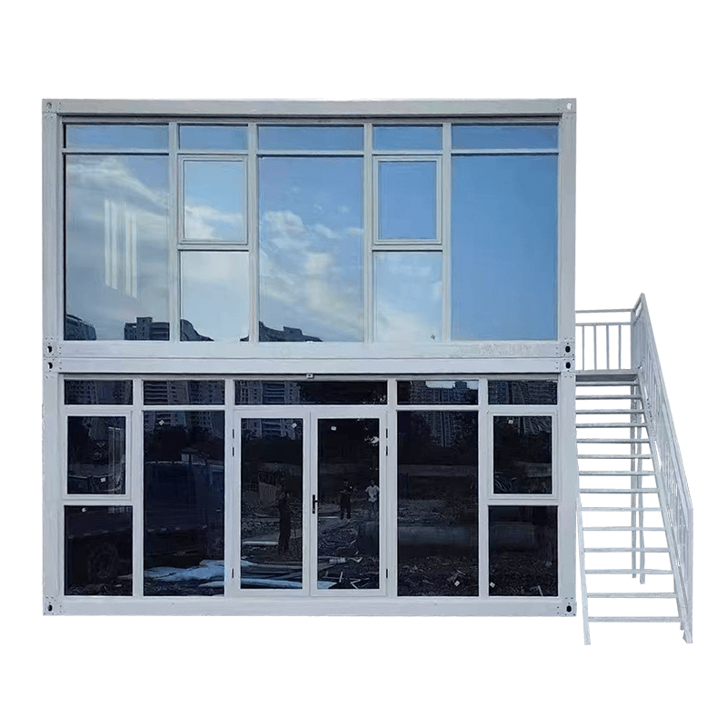 DET006-Cost-Effectiveness Two-Layers Glass Curtain Wall Customized Color And Size Prefab Container House Office Home