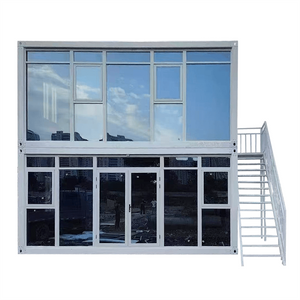 DET006-Cost-Effectiveness Two-Layers Glass Curtain Wall Customized Color And Size Prefab Container House Office Home