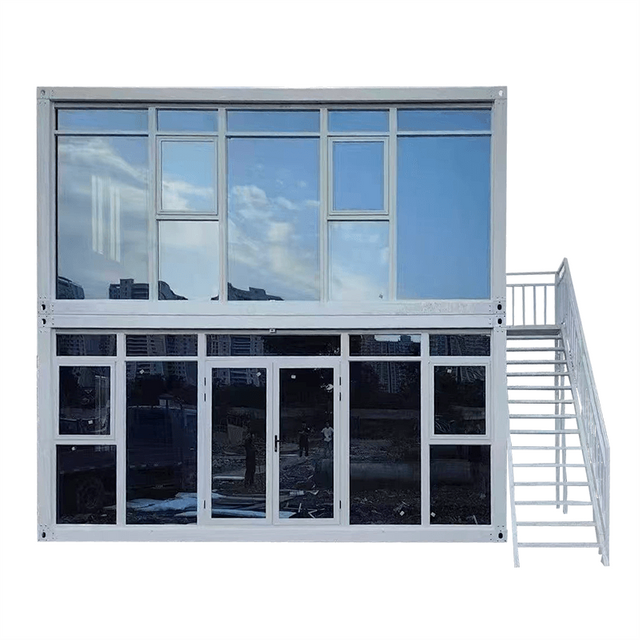 DET006-Cost-Effectiveness Two-Layers Glass Curtain Wall Customized Color And Size Prefab Container House Office Home