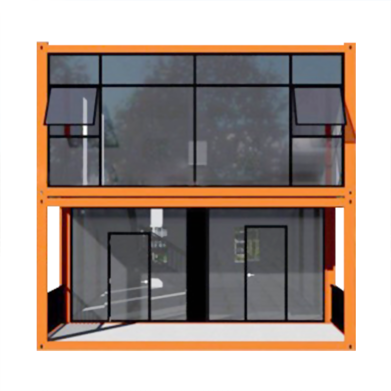 DET007-Two-Layers Costomized Color And Size Glass Curtain Wall Prefab Container House Office Villa Home