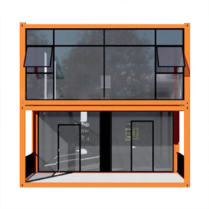 DET007-Two-Layers Costomized Color And Size Glass Curtain Wall Prefab Container House Office Villa Home
