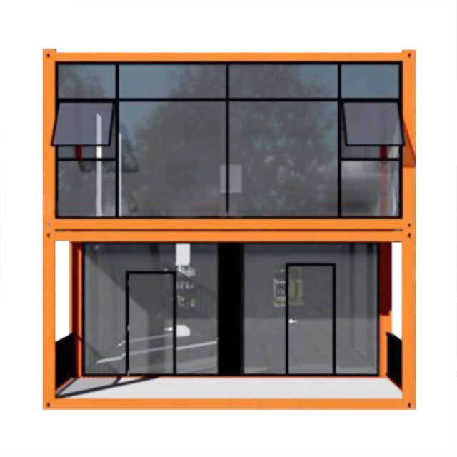 DET007-Two-Layers Costomized Color And Size Glass Curtain Wall Prefab Container House Office Villa Home
