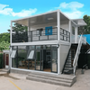 DET007-Two-Layers Costomized Color And Size Glass Curtain Wall Prefab Container House Office Villa Home