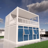 DET007-Two-Layers Costomized Color And Size Glass Curtain Wall Prefab Container House Office Villa Home