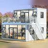 DET007-Two-Layers Costomized Color And Size Glass Curtain Wall Prefab Container House Office Villa Home