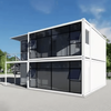 DET006-Cost-Effectiveness Two-Layers Glass Curtain Wall Customized Color And Size Prefab Container House Office Home
